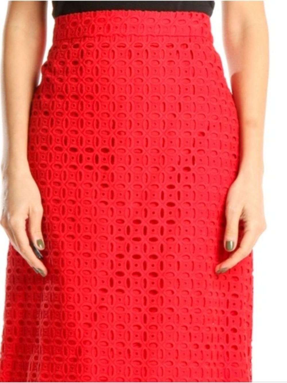 J. Crew Red Lace the Pencil Skirt